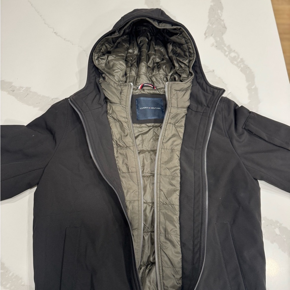Tommy Hilfiger Black Hooded Bomber Jacket - Picture 7 of 12